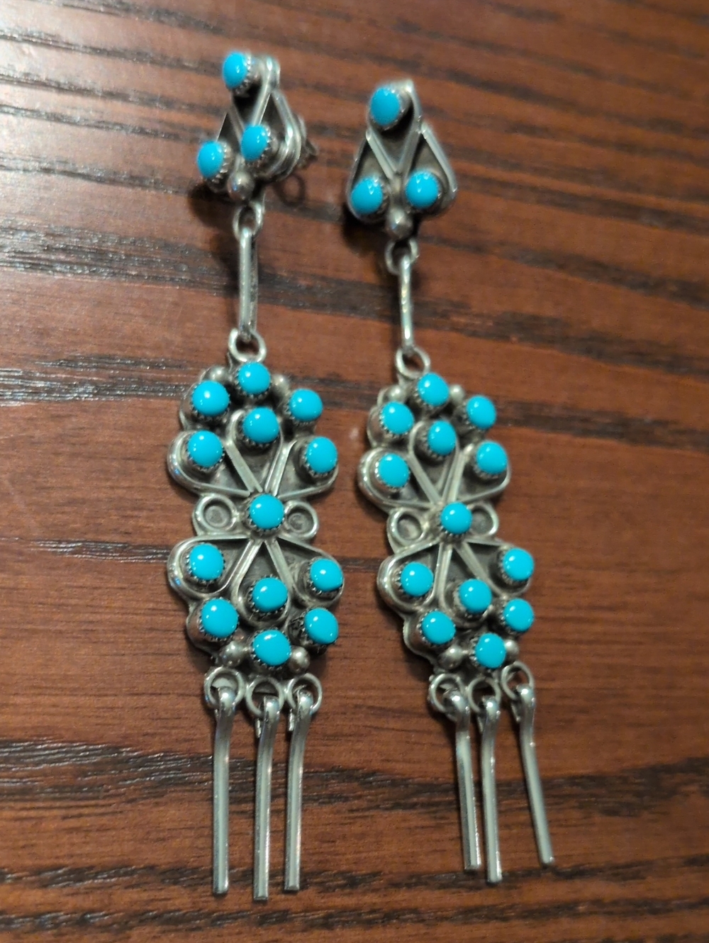 Native Turquoise Cluster Dangle Earrings